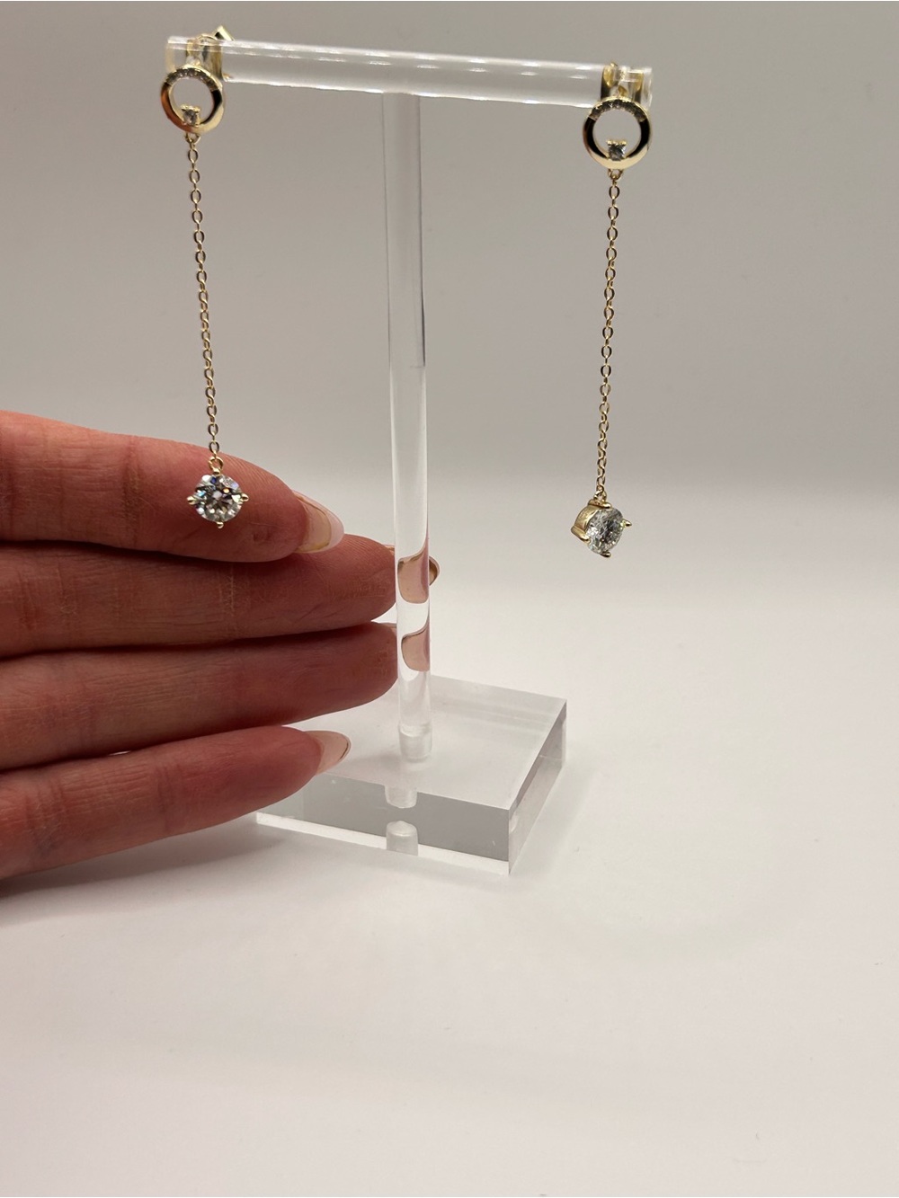 Gold Chain Drop Earrings with moissanite Women Jewelry